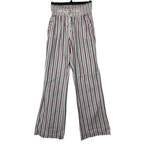 Striped Woven Pants Wide Leg Lagenlook Boho Resort Ci Sono Smock Waistband Sz M